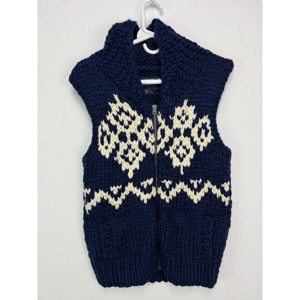 American Eagle Sweater Vest M Navy Y2K chunky knit Fair Isle Nordic Cabincore